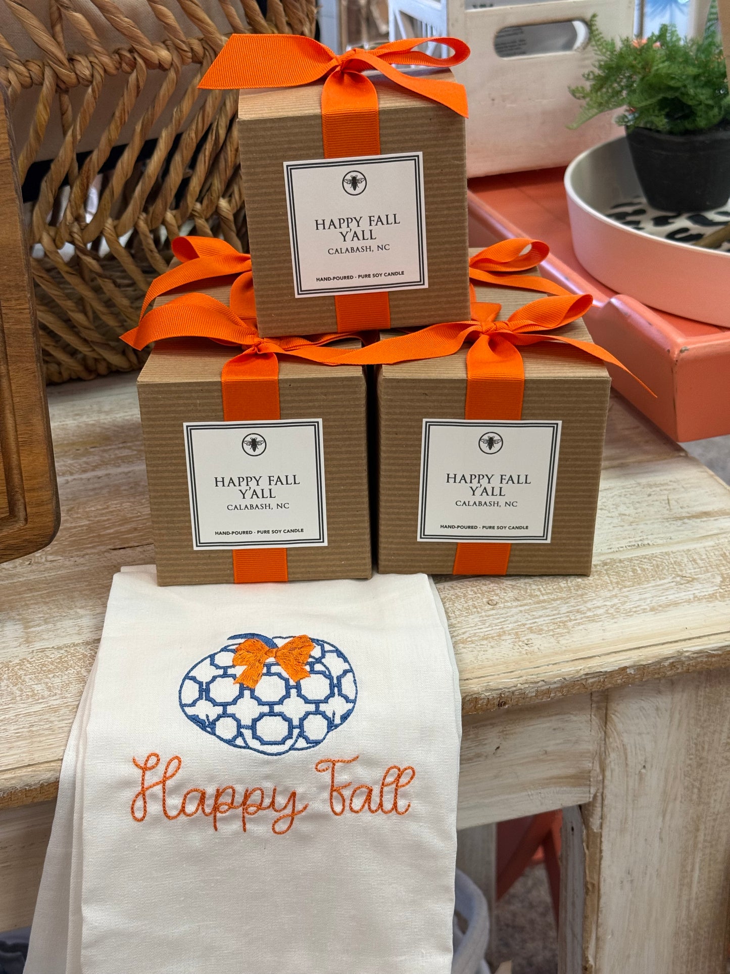 Happy Fall Ruffle Tea Towel
