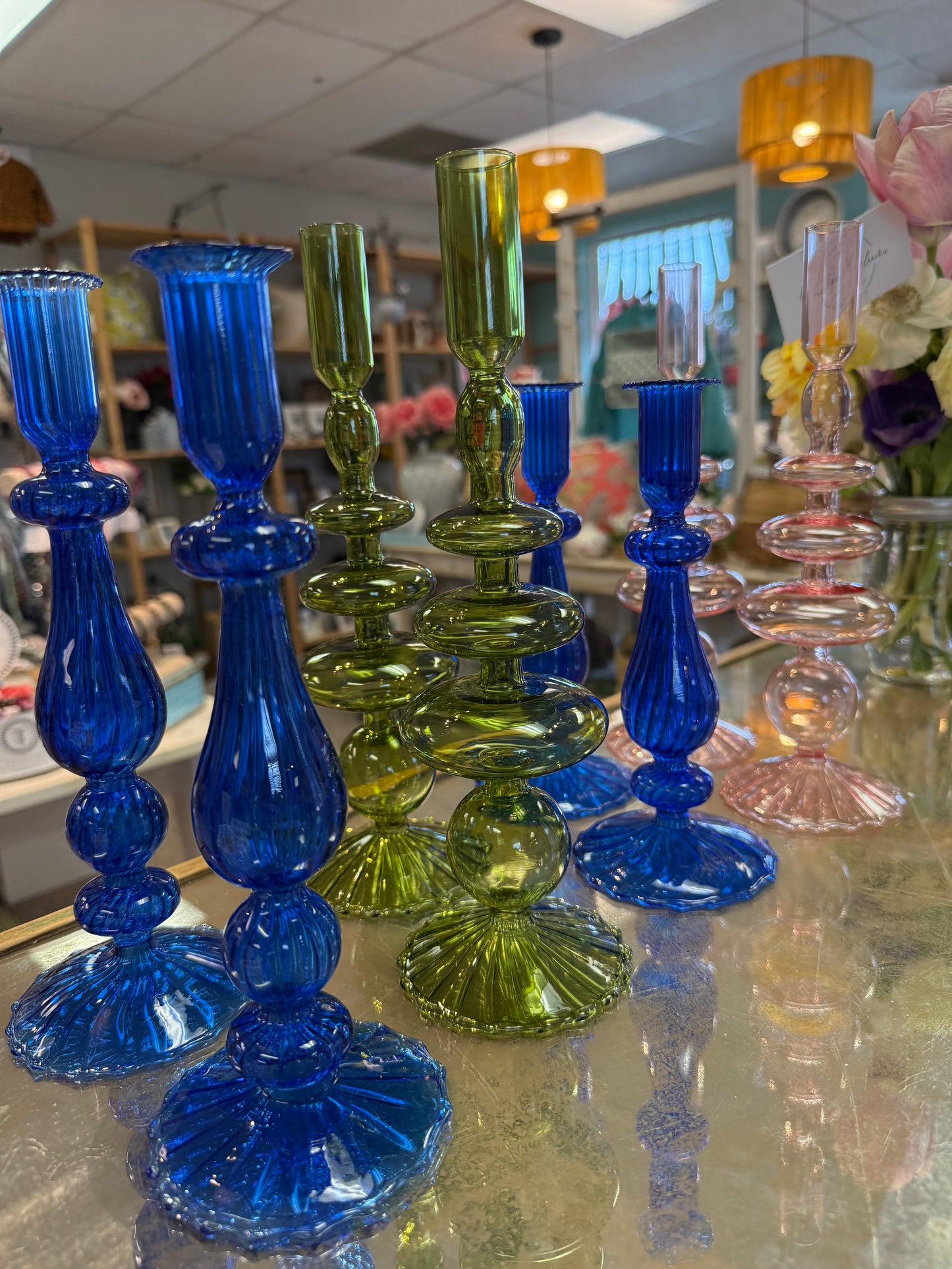 Dark Blue Glass Candle Holder (1)