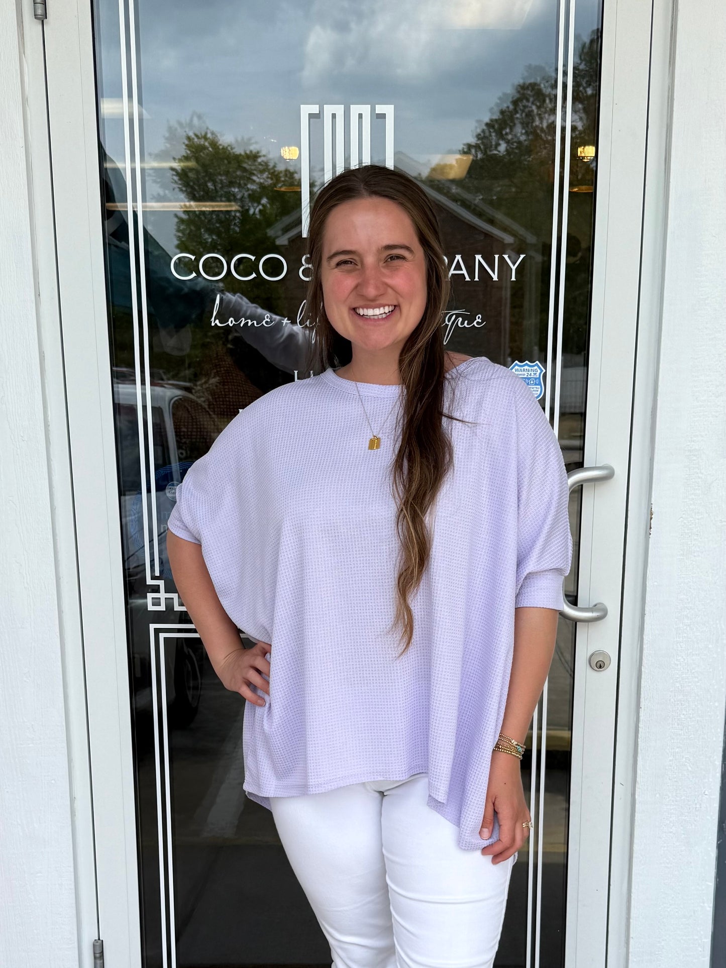 Lilac Waffle Knit Oversized Tunic Top