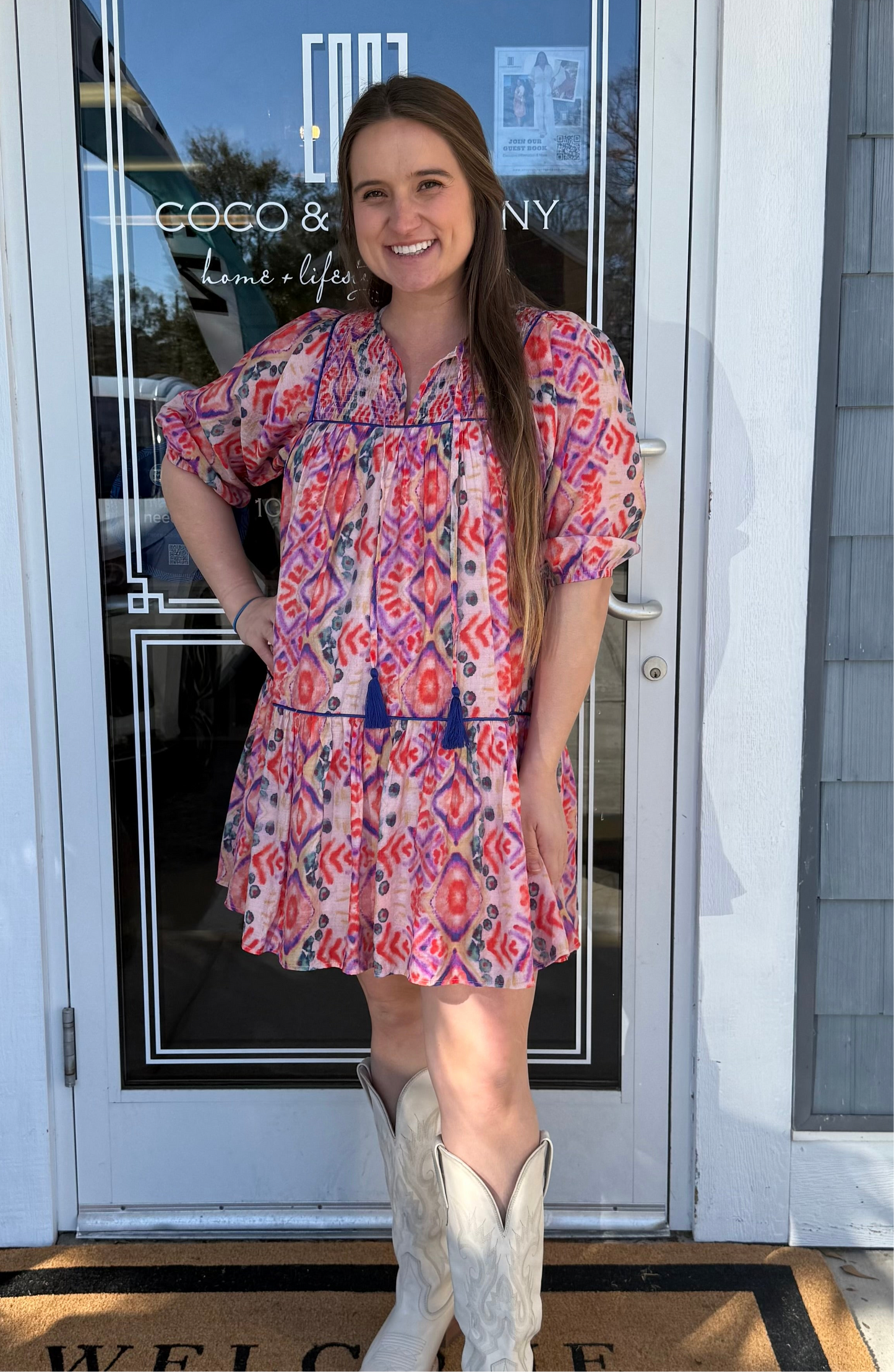Multicolor Smock Top Mini Dress