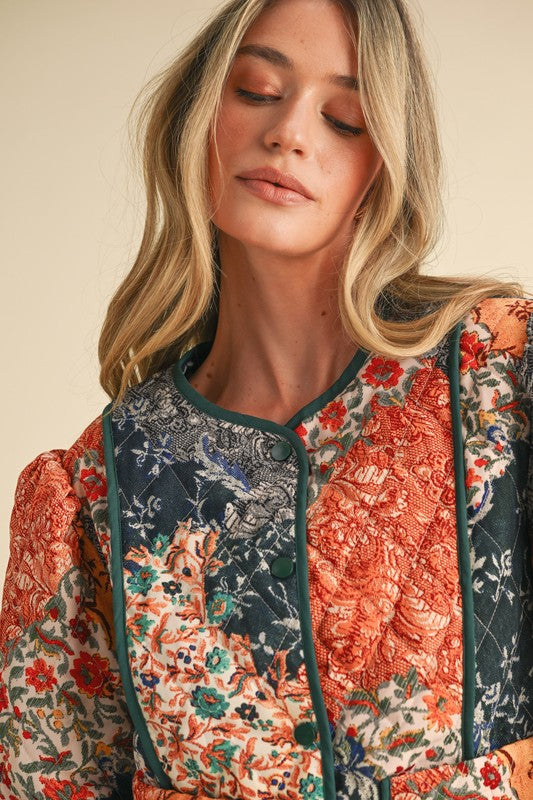 Navy Patchwork Quilted Jacket