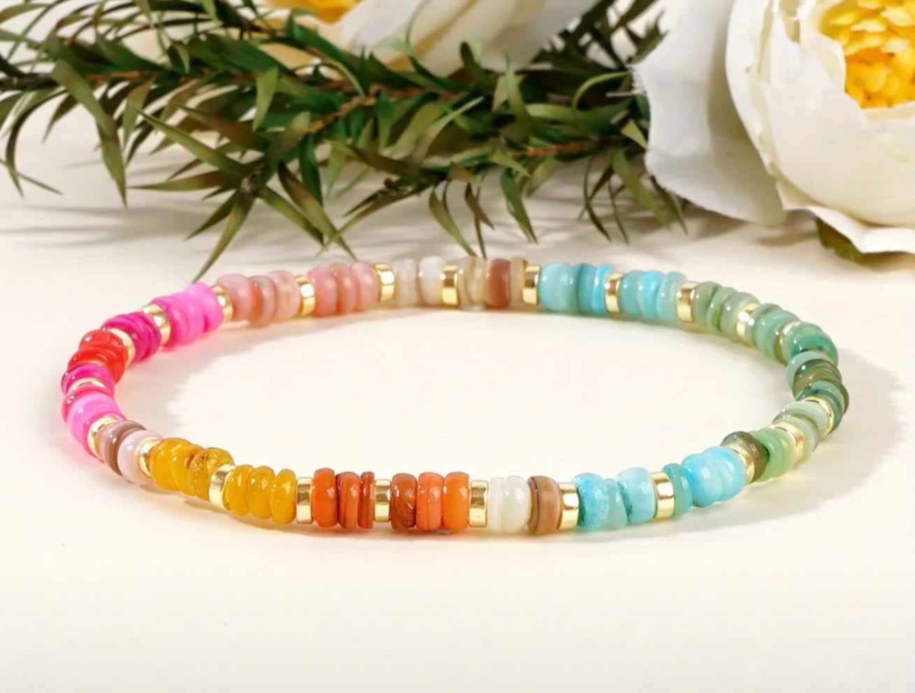Colorful Stone & Shell Beaded Bracelet