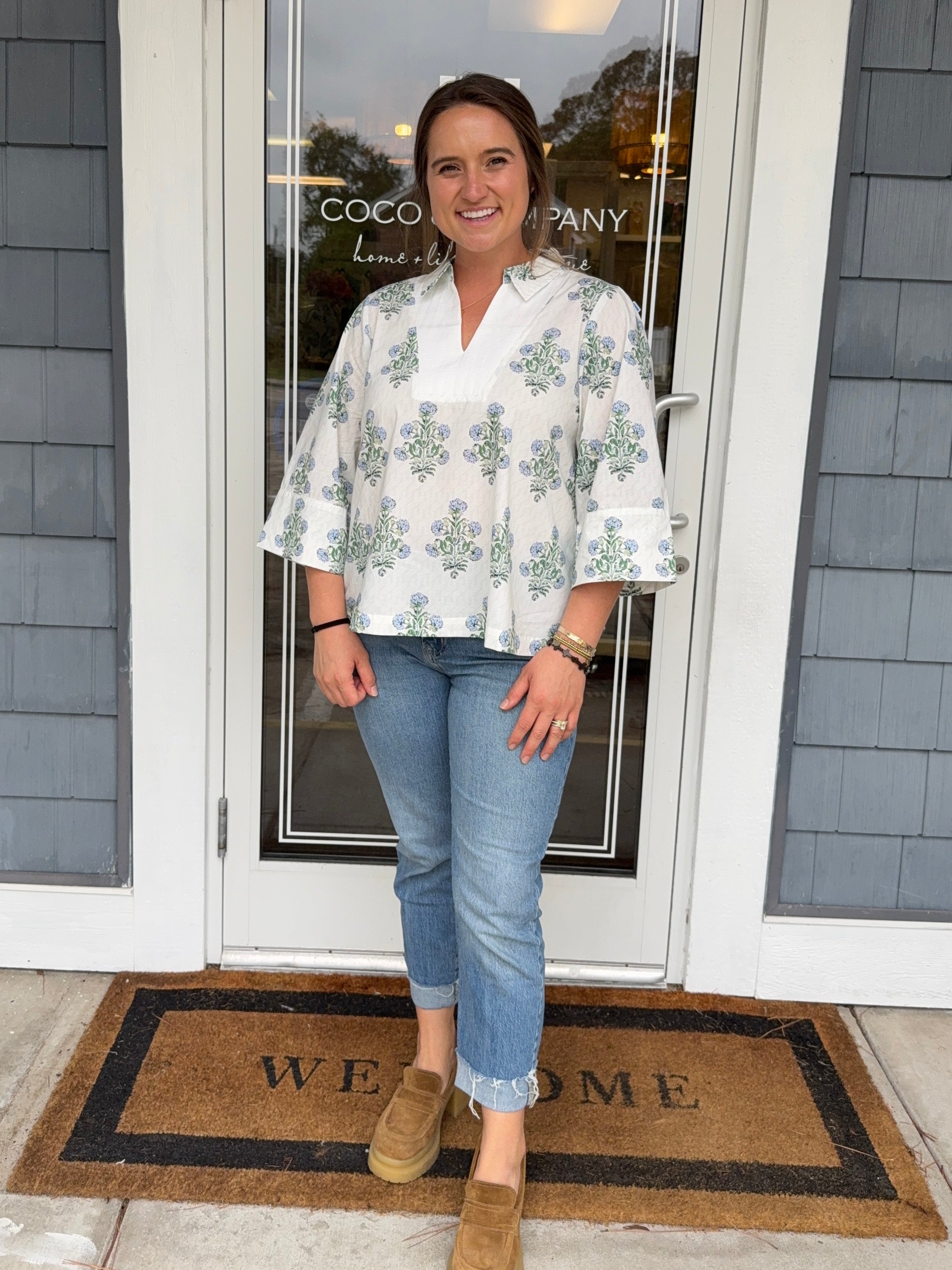 Floral Contrast Top