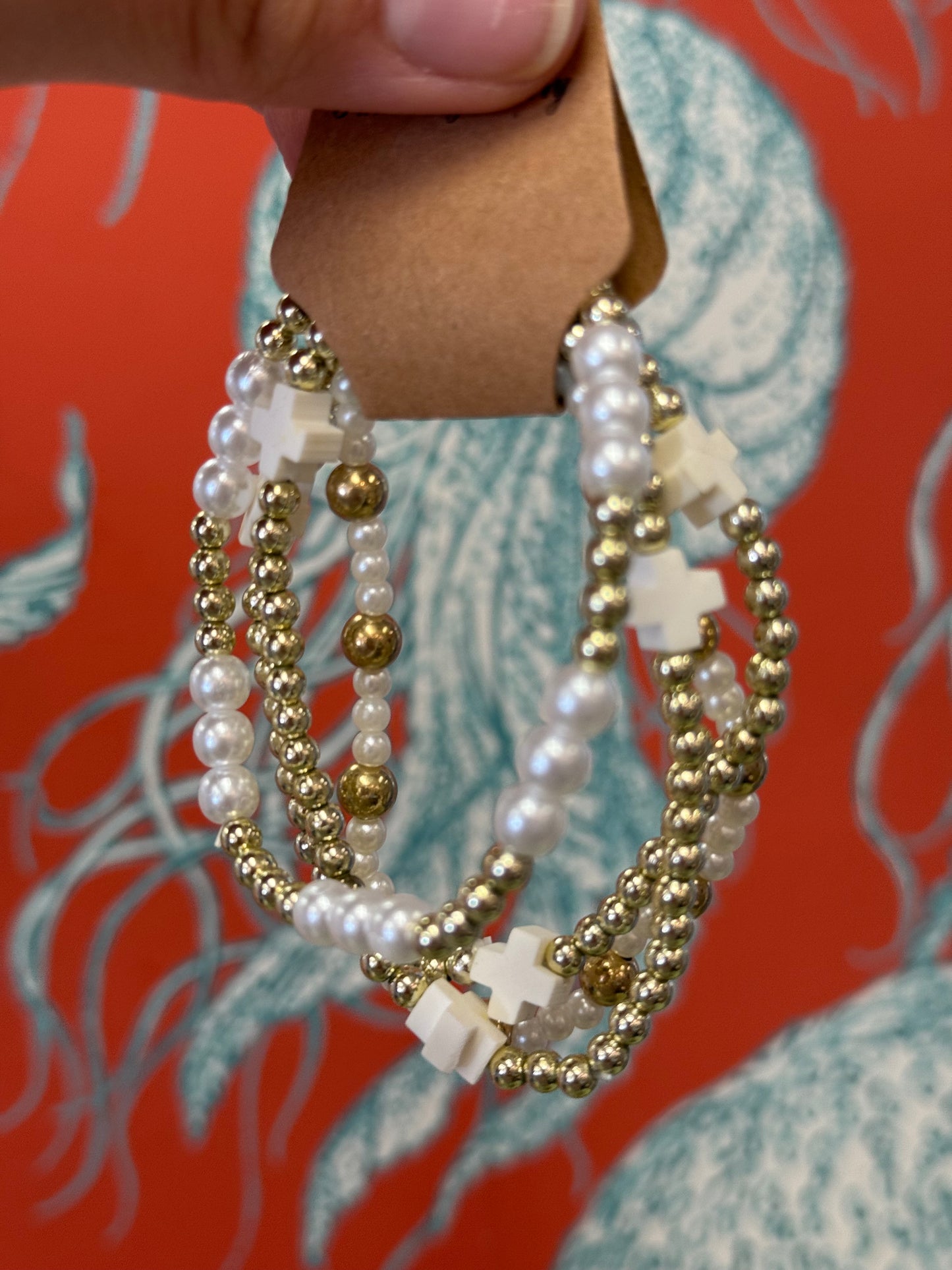 White Beaded Bracelet Set