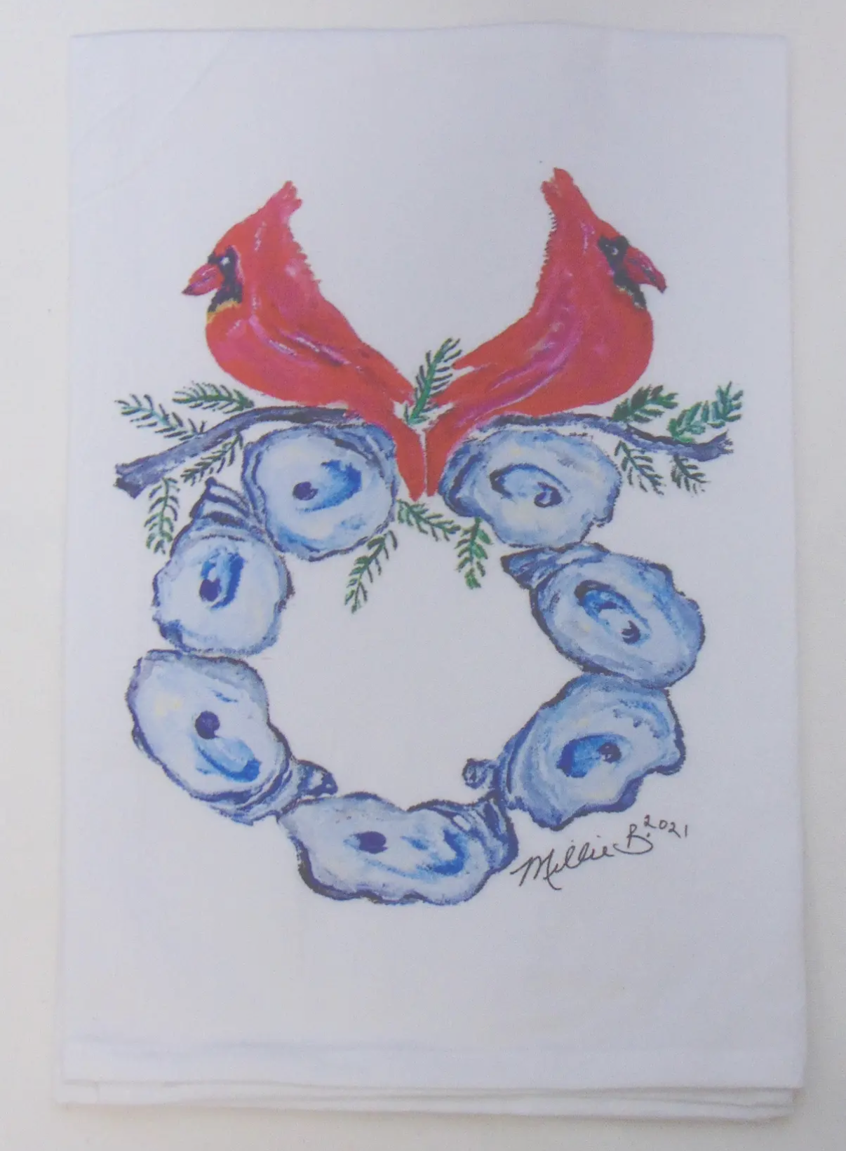 Oyster Wreath Christmas Flour Sack Towel
