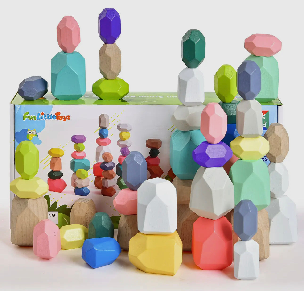 Wooden Balancing Stacking Rocks Toy