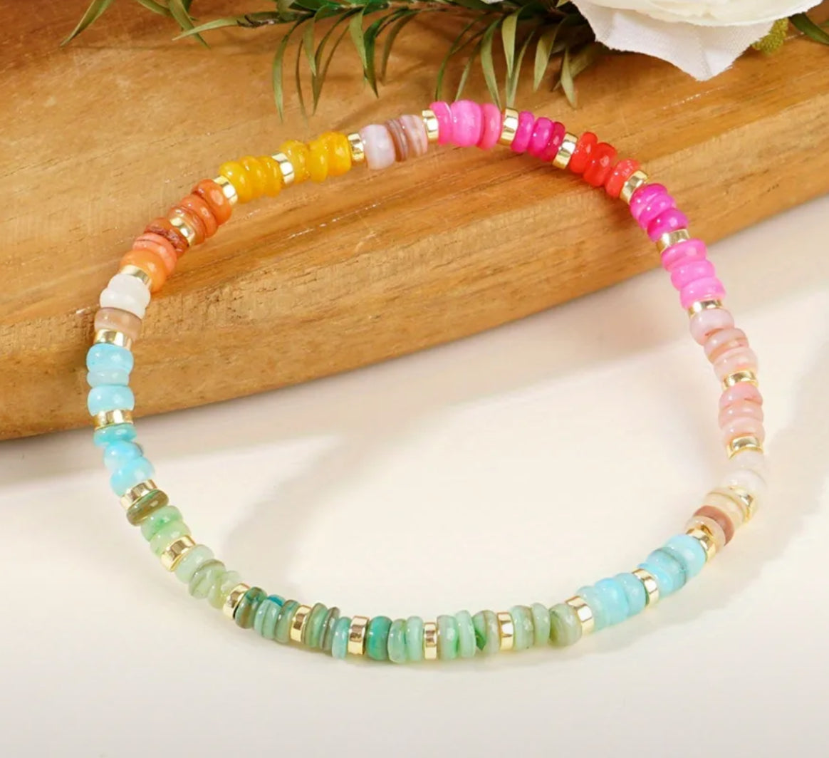 Colorful Stone & Shell Beaded Bracelet