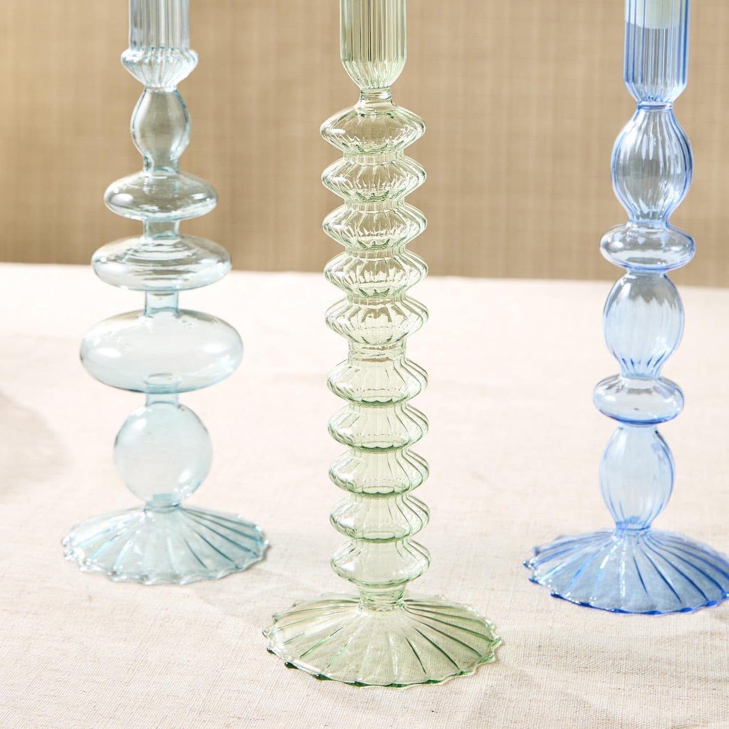 Blue Glass Candle Holders