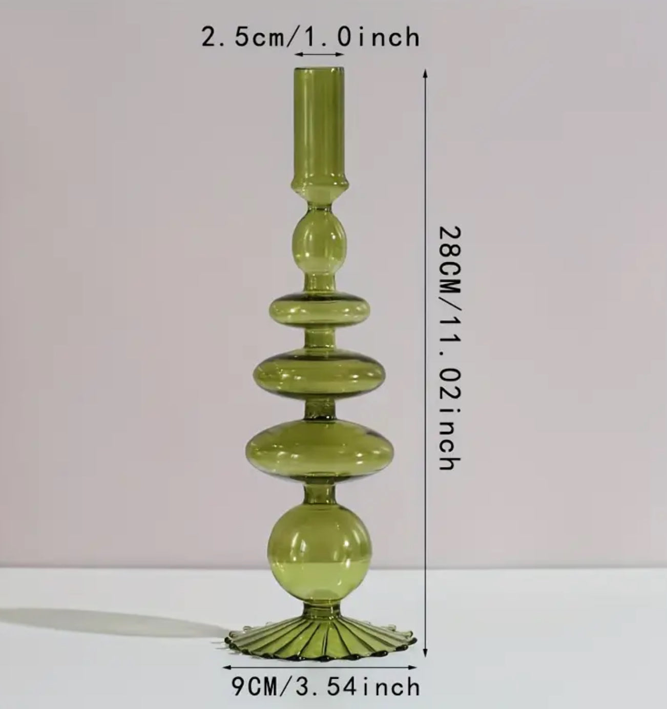 Green Glass Candle Holder (1)