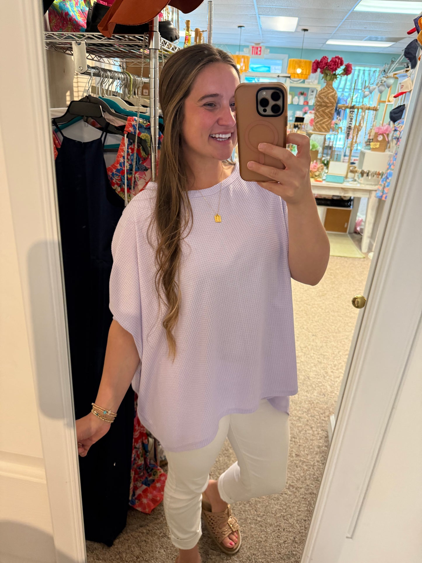 Lilac Waffle Knit Oversized Tunic Top