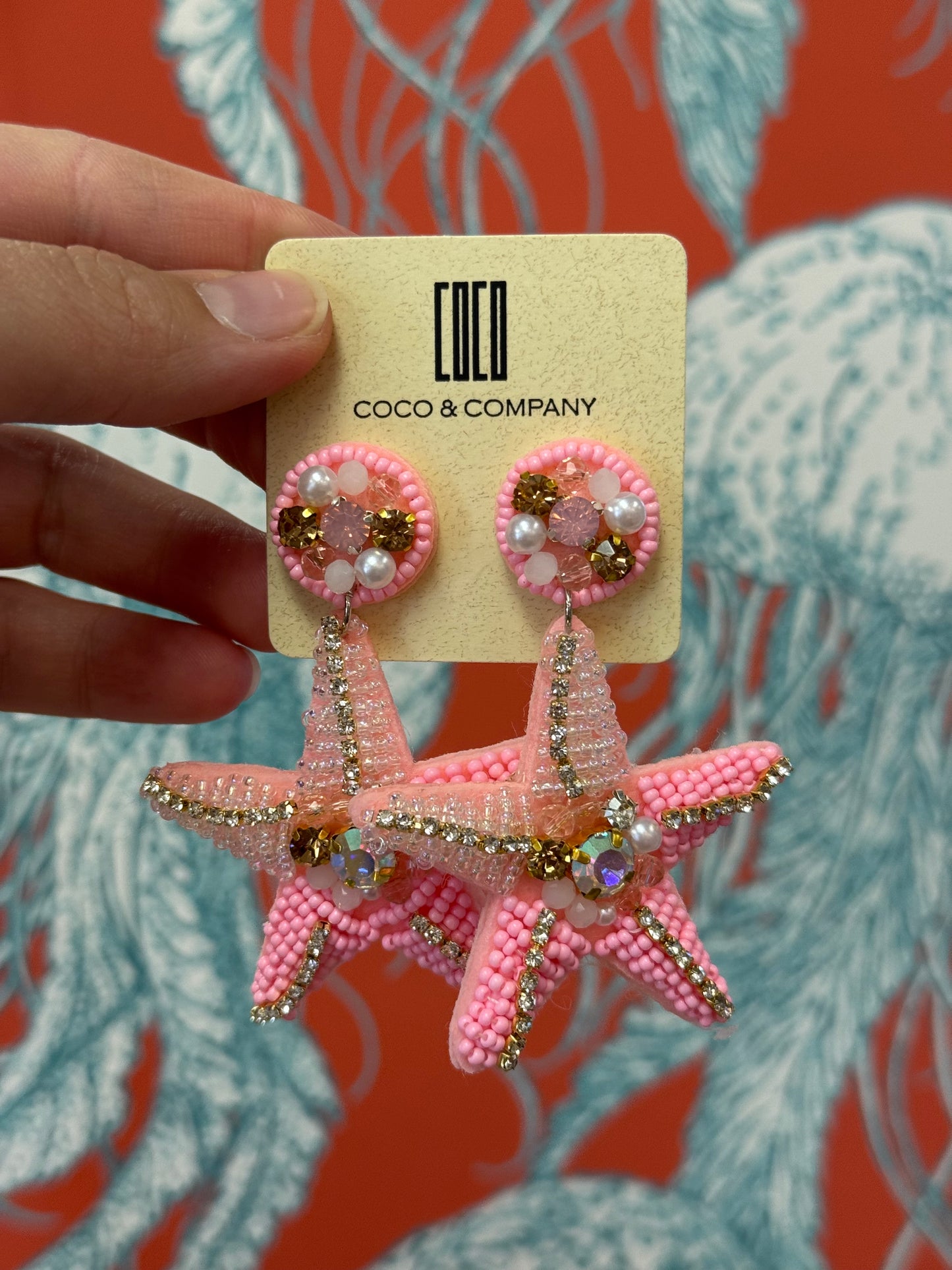 Pink Starfish Beaded Earrings