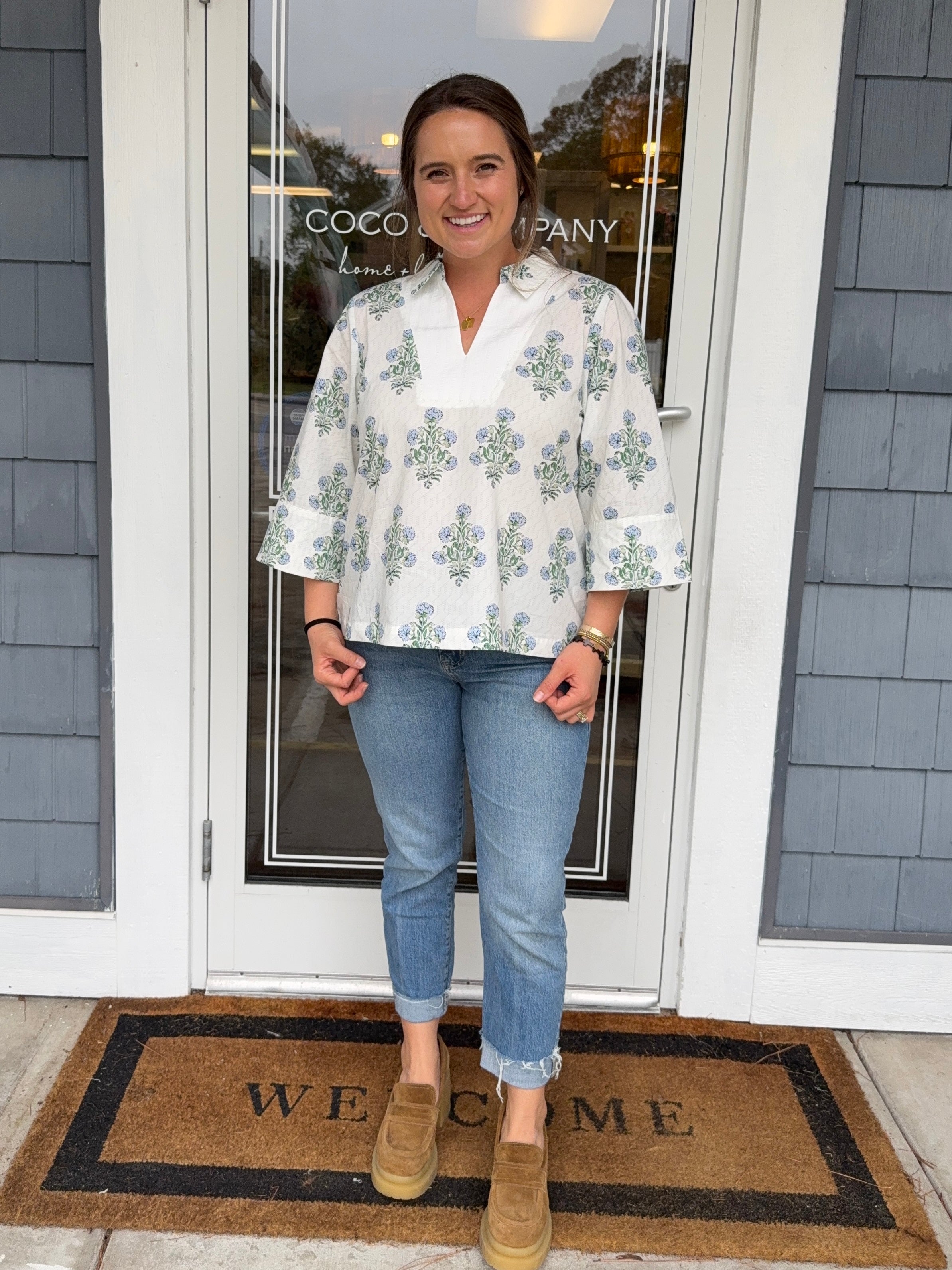 Floral Contrast Top