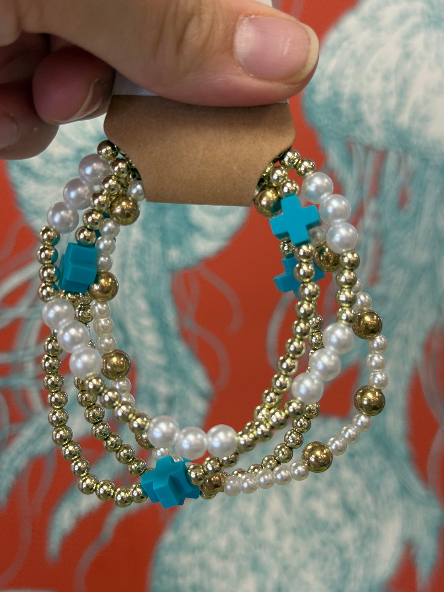 Aqua Beaded Bracelet Set