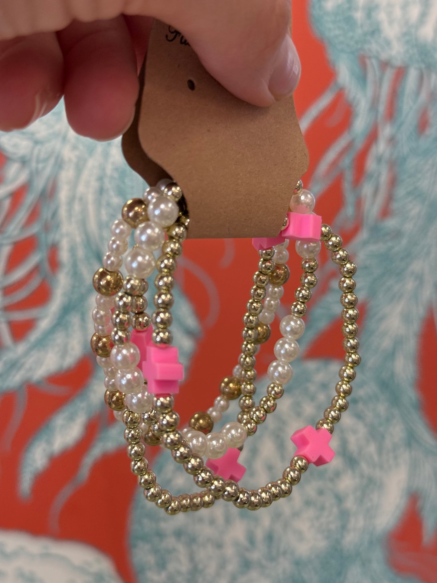 Pink Beaded Bracelet Set