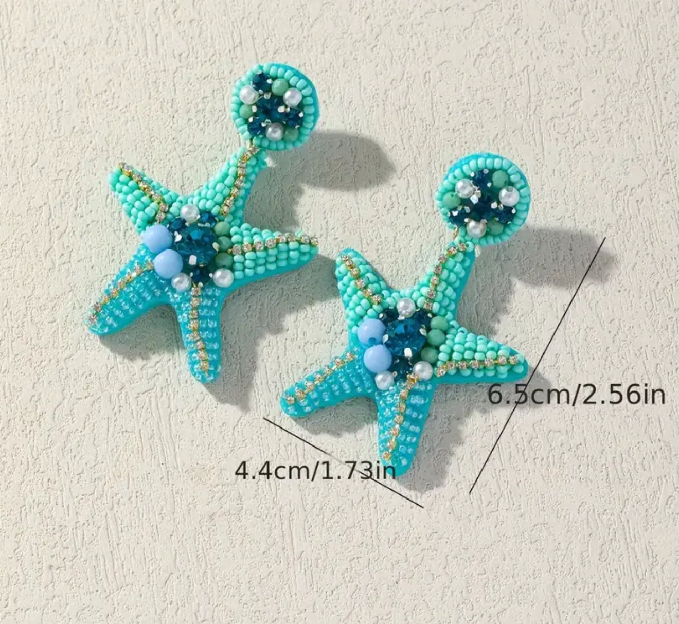 Aqua Starfish Beaded Earrings