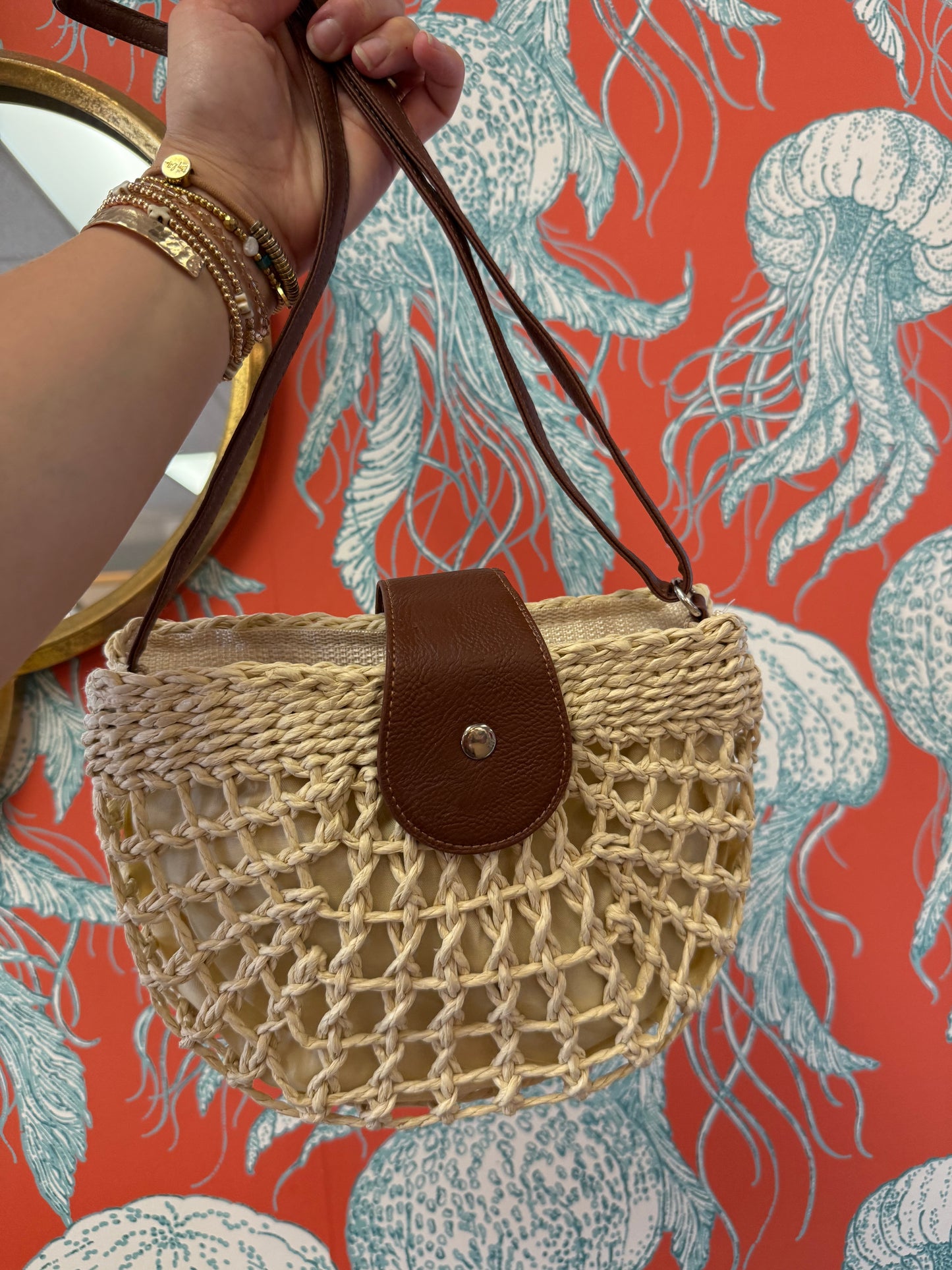 Light Straw Crossbody Bag