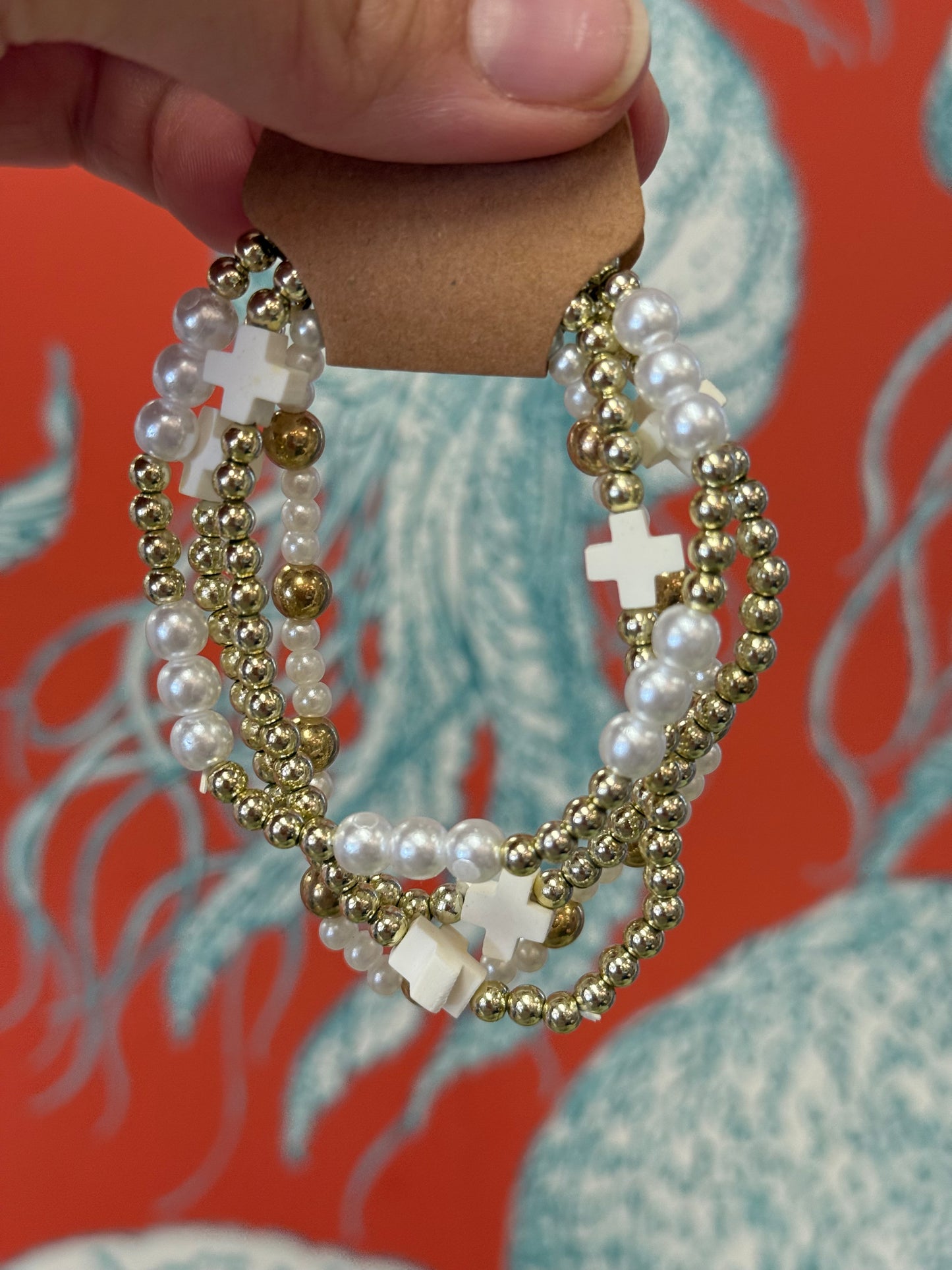 White Beaded Bracelet Set