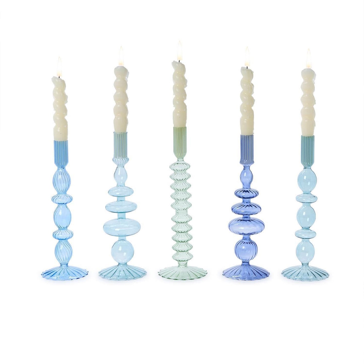 Blue Glass Candle Holders