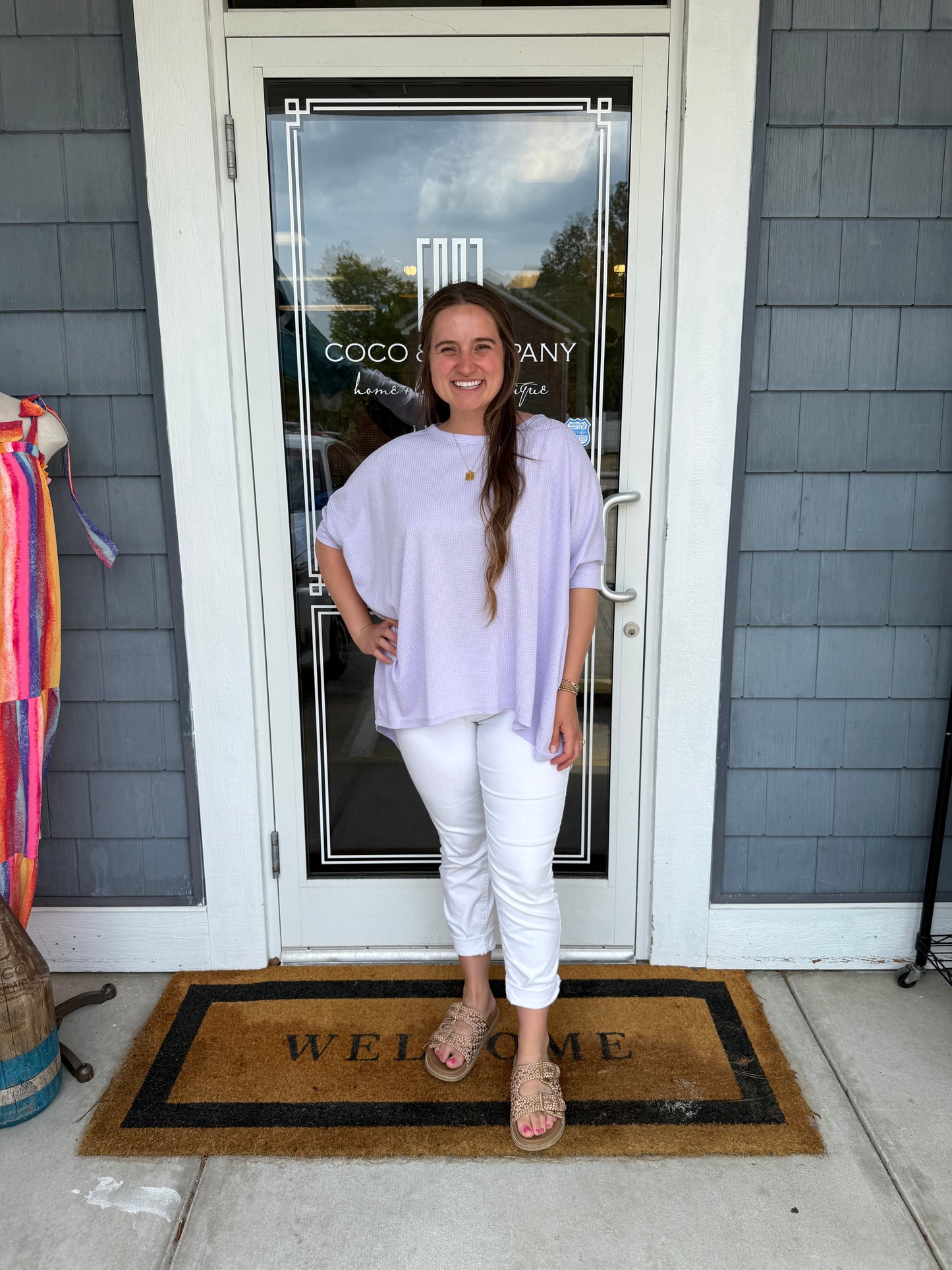 Lilac Waffle Knit Oversized Tunic Top