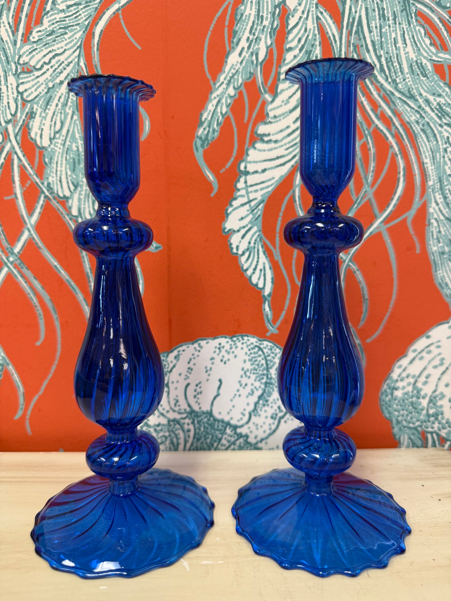 Dark Blue Glass Candle Holder (1)