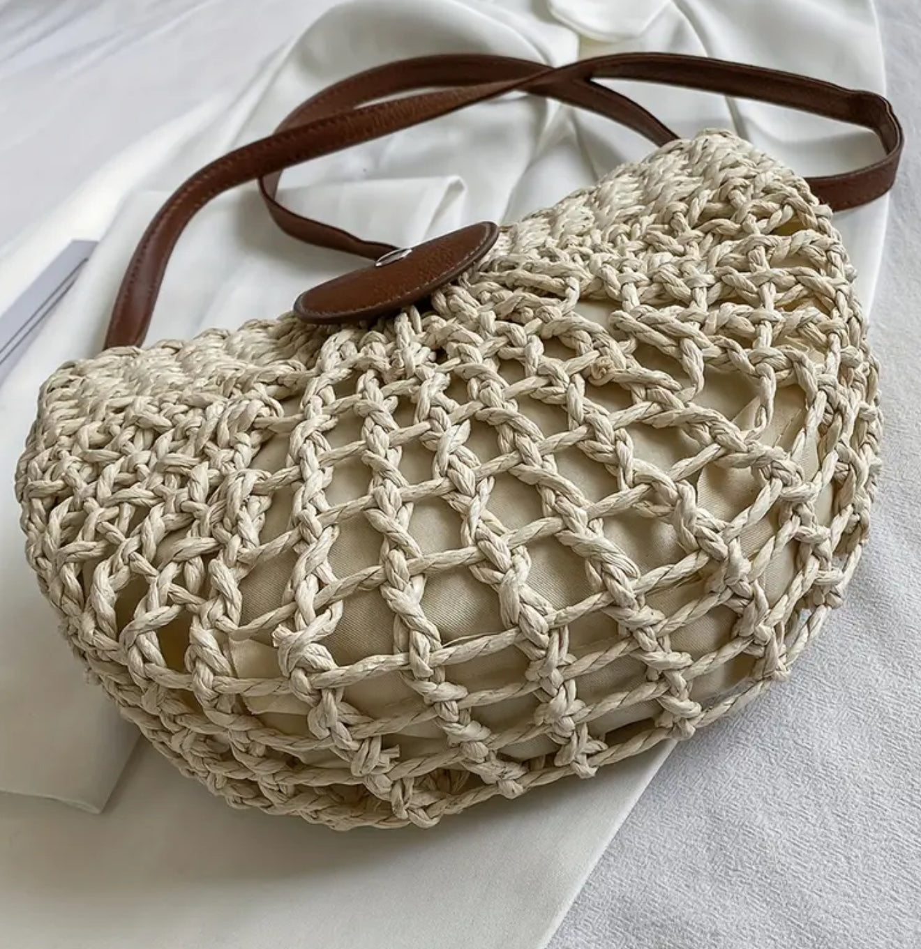 Light Straw Crossbody Bag