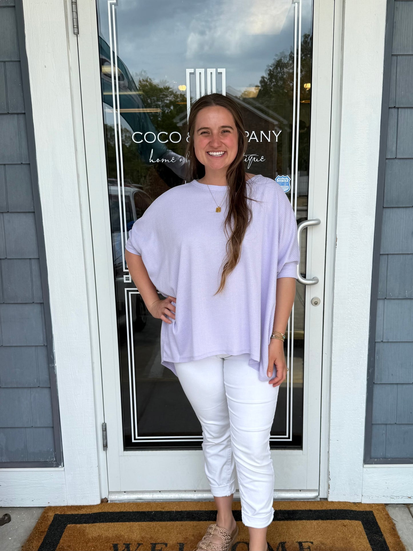 Lilac Waffle Knit Oversized Tunic Top