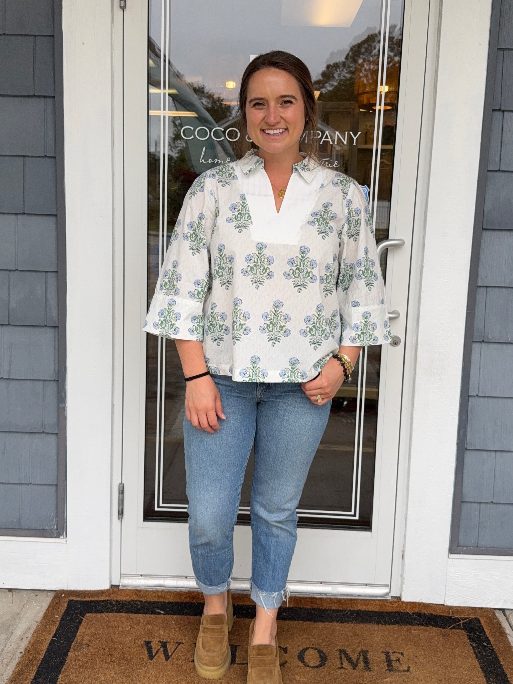 Floral Contrast Top