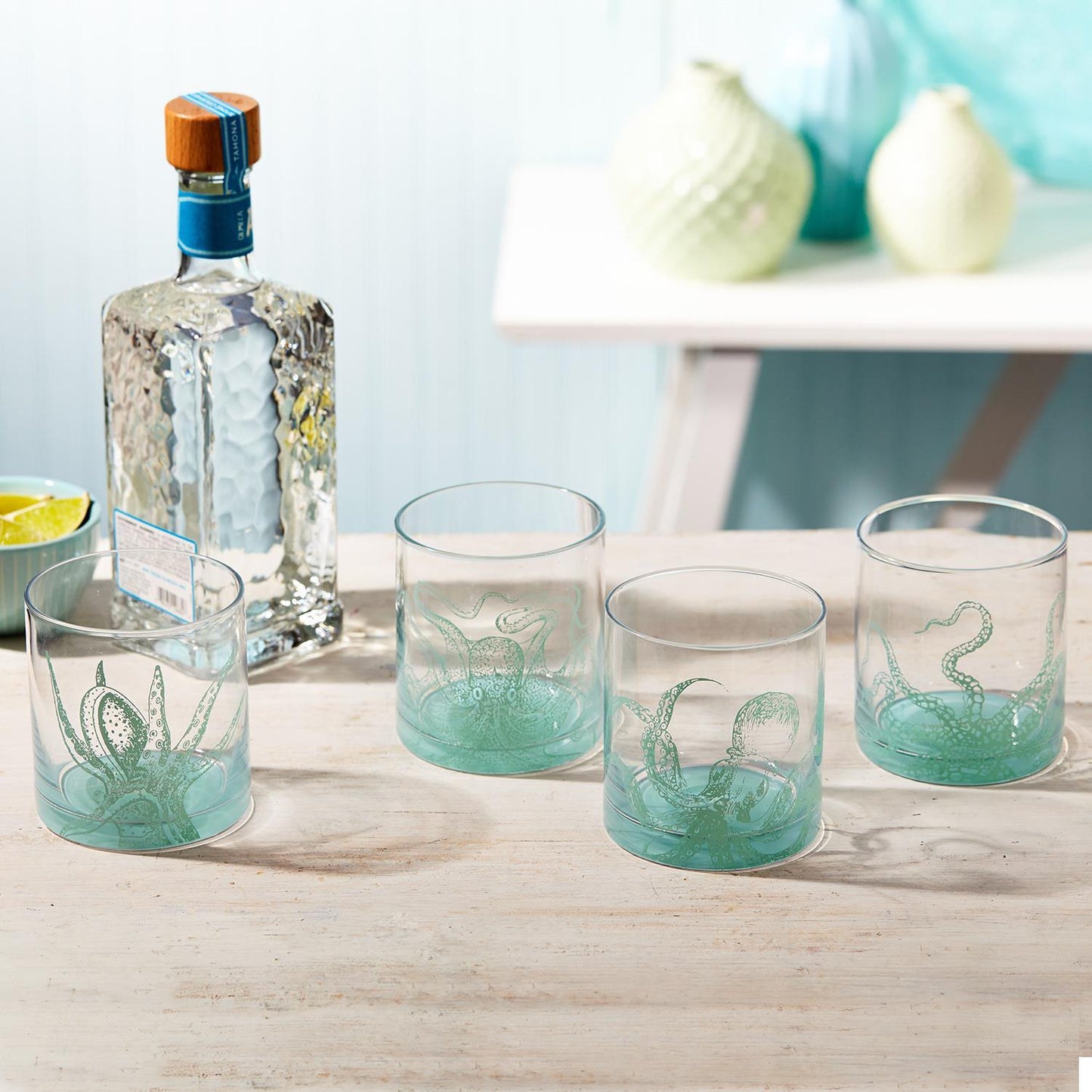 Octopus Double Old Fashion Glass in Gift Box