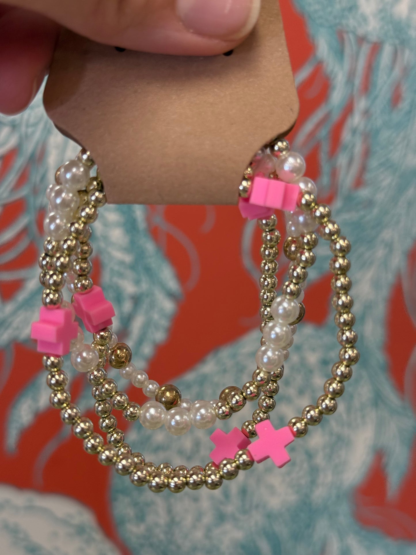 Pink Beaded Bracelet Set