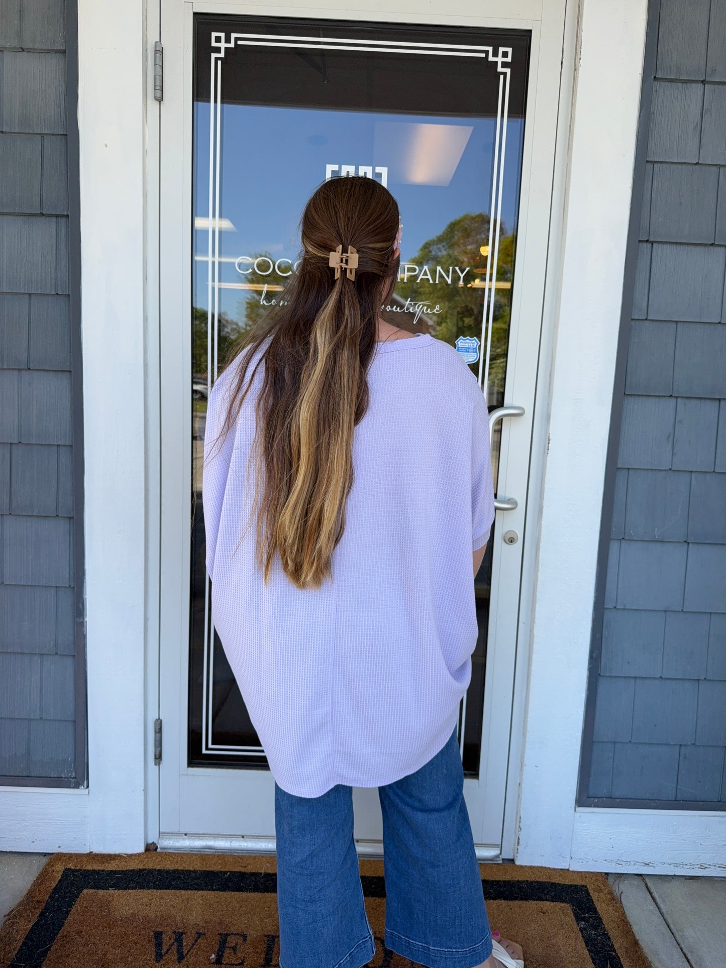 Lilac Waffle Knit Oversized Tunic Top