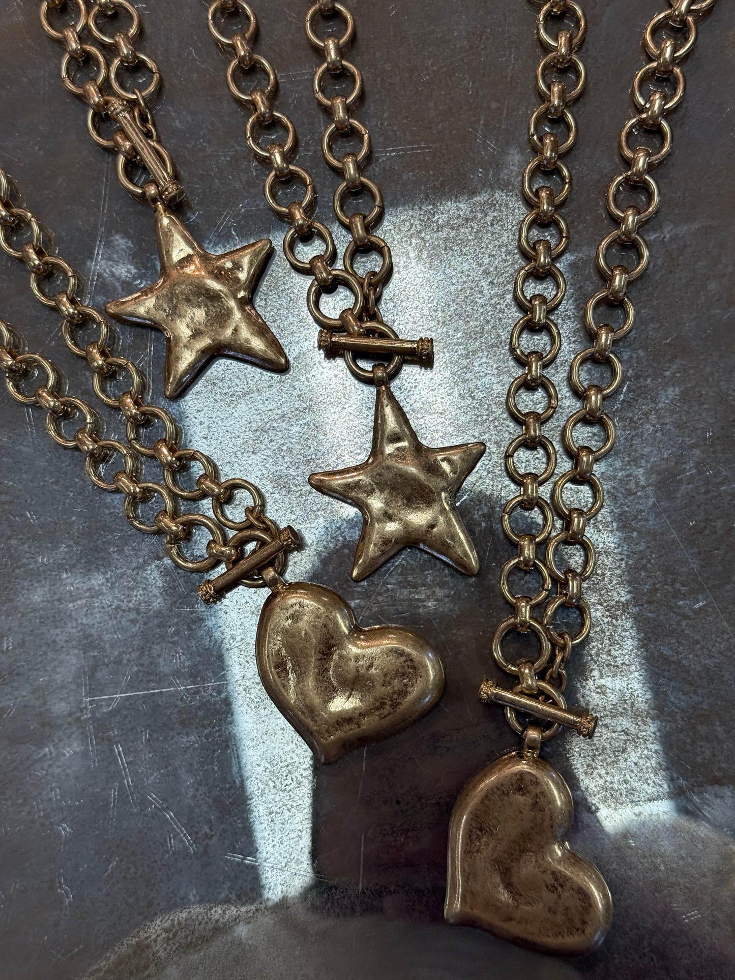 Vintage Gold Star Necklace & Earring Set