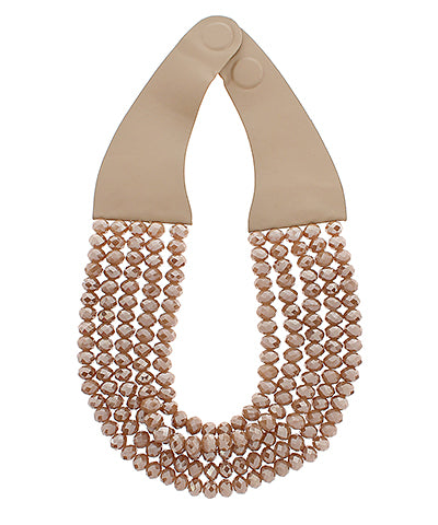 Beaded Layer Necklace Brown