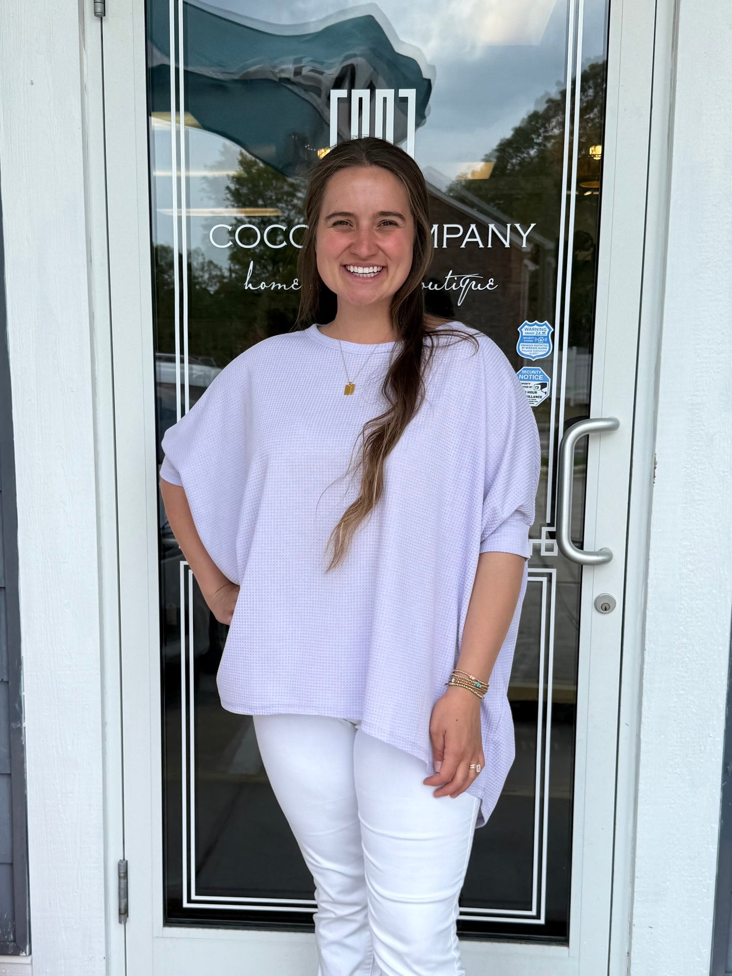 Lilac Waffle Knit Oversized Tunic Top
