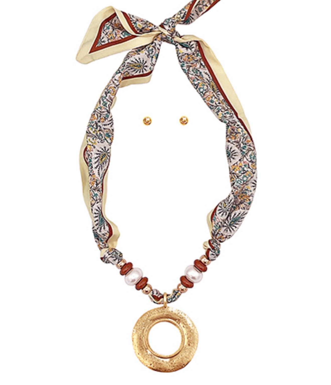 Hammered Circle Scarf Necklace