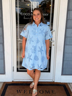 Blue Sea Scapes Eyelet Dress