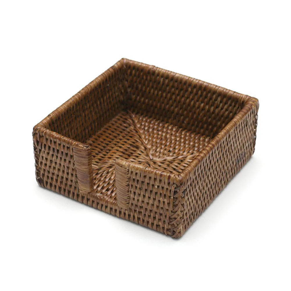 Dark Rattan Cocktail Napkin Holder Caspari