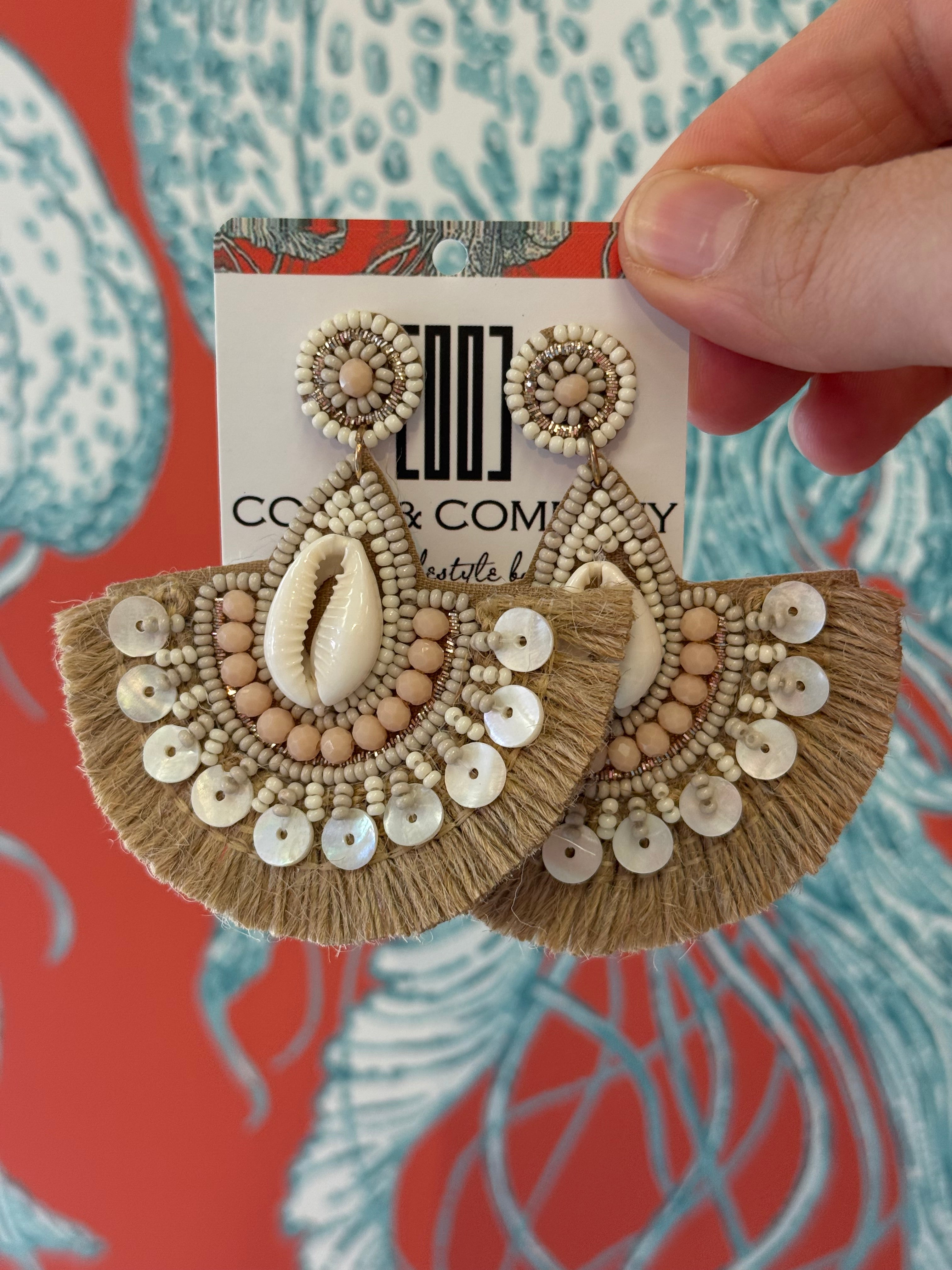 Tan Tropical Shell Earrings