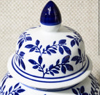 Hand Painted Porcelain Blue & White Chinoiserie Temple Jar Small