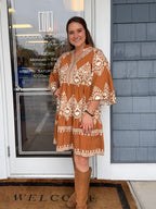 Camel Printed Tiered Dress