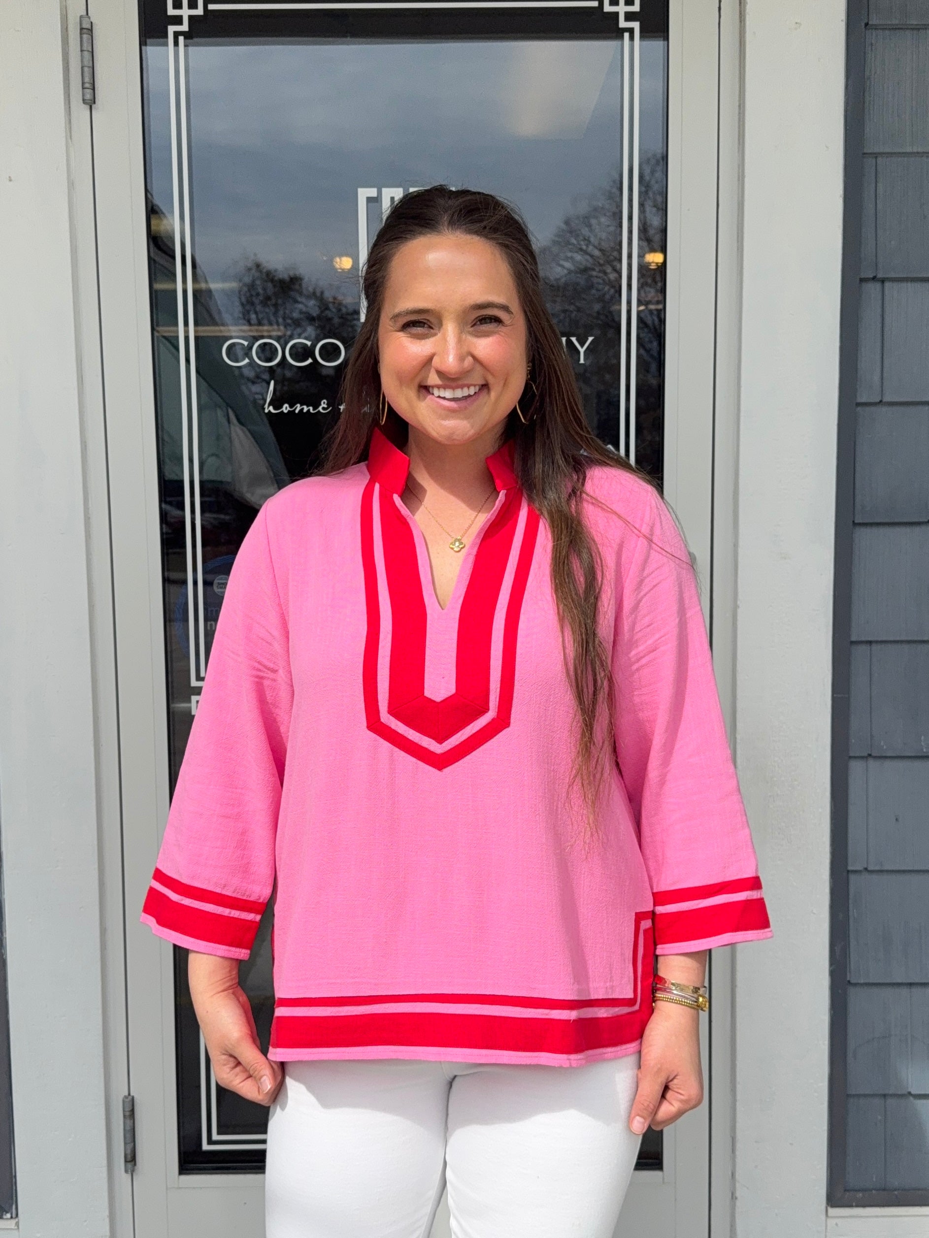 Pink & Red Contrast Top