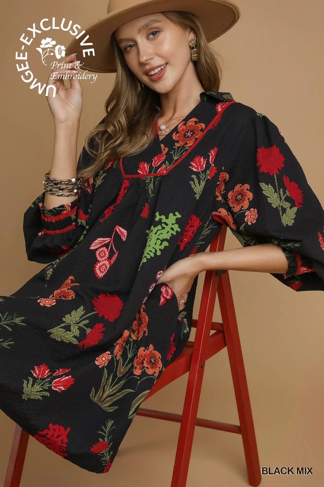 Black Floral Print Textured Fabric Dress SHIPS OR PICKUP FROM COCO 10/10/25