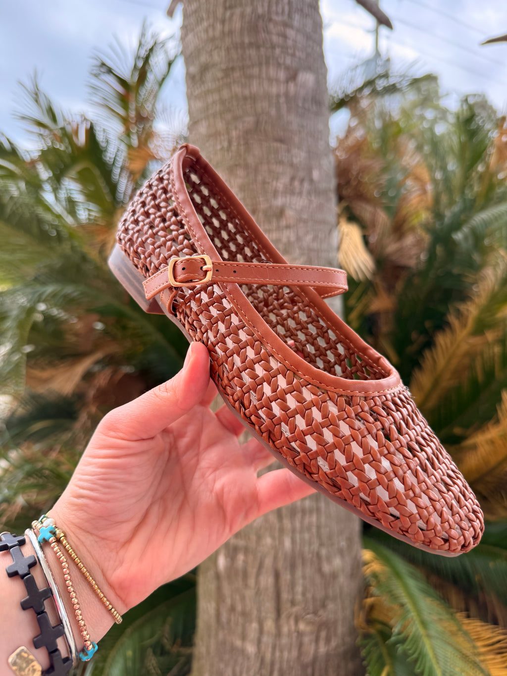 Tan Woven Ballet Flats