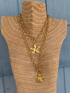 Hammered Flower Toggle Necklace