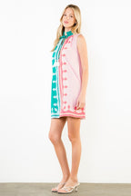 Preorder: Ruffle neck Tassel Color Block Dress THML