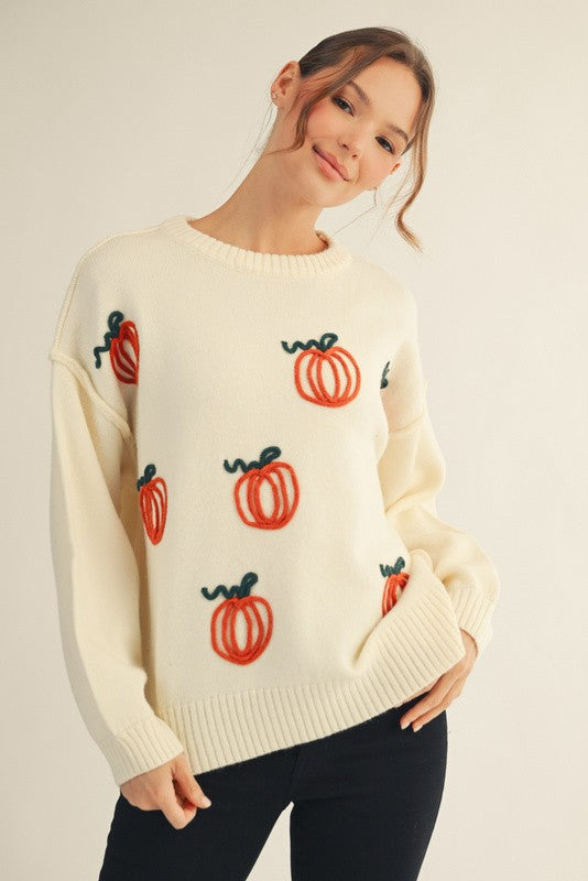 Cream Pumpkin Sweater SHIPS OR PICKUP FROM COCO 10/10/25