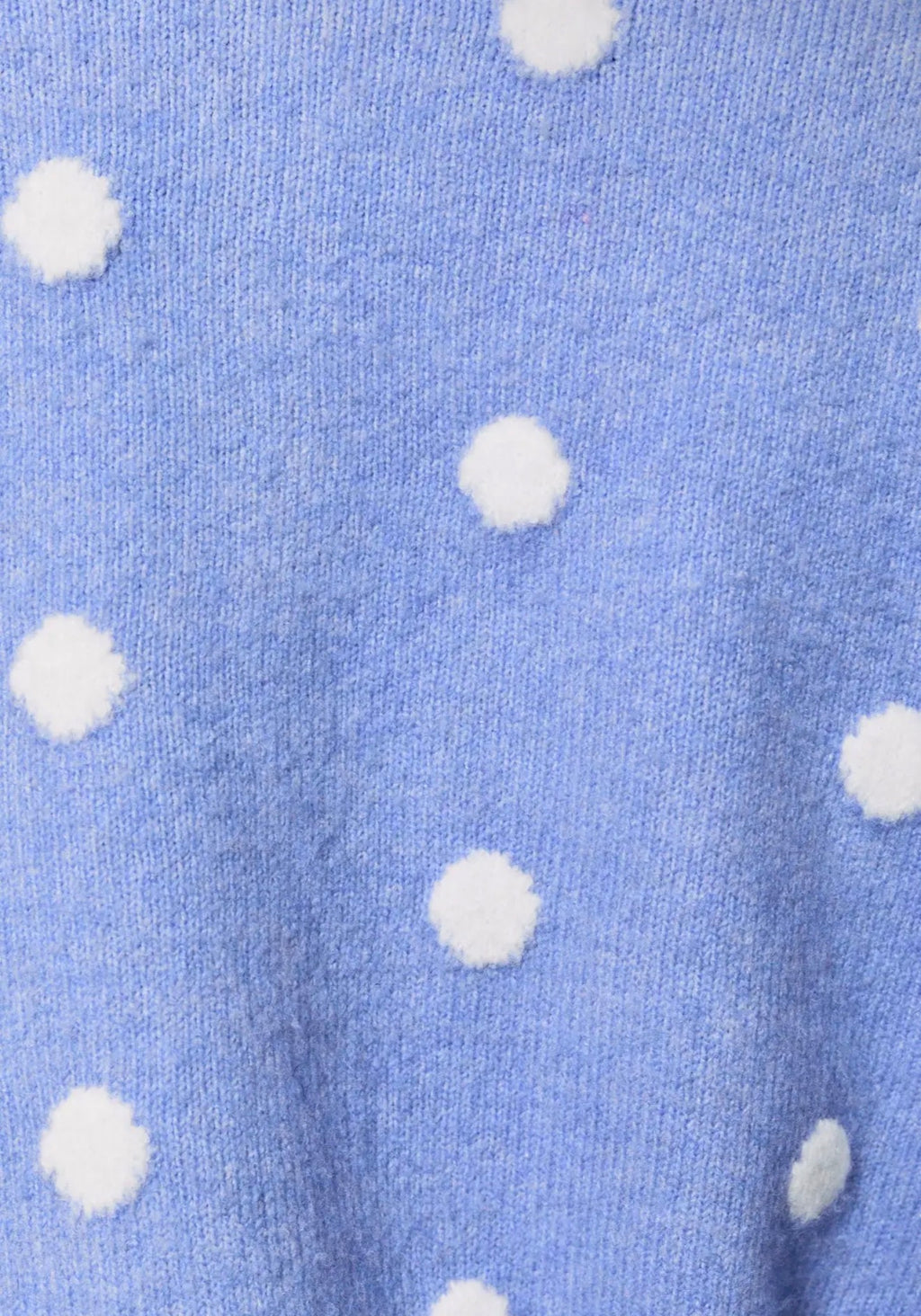 Blue Polka Dot Short Sleeve Crew Neck Knit Cardigan