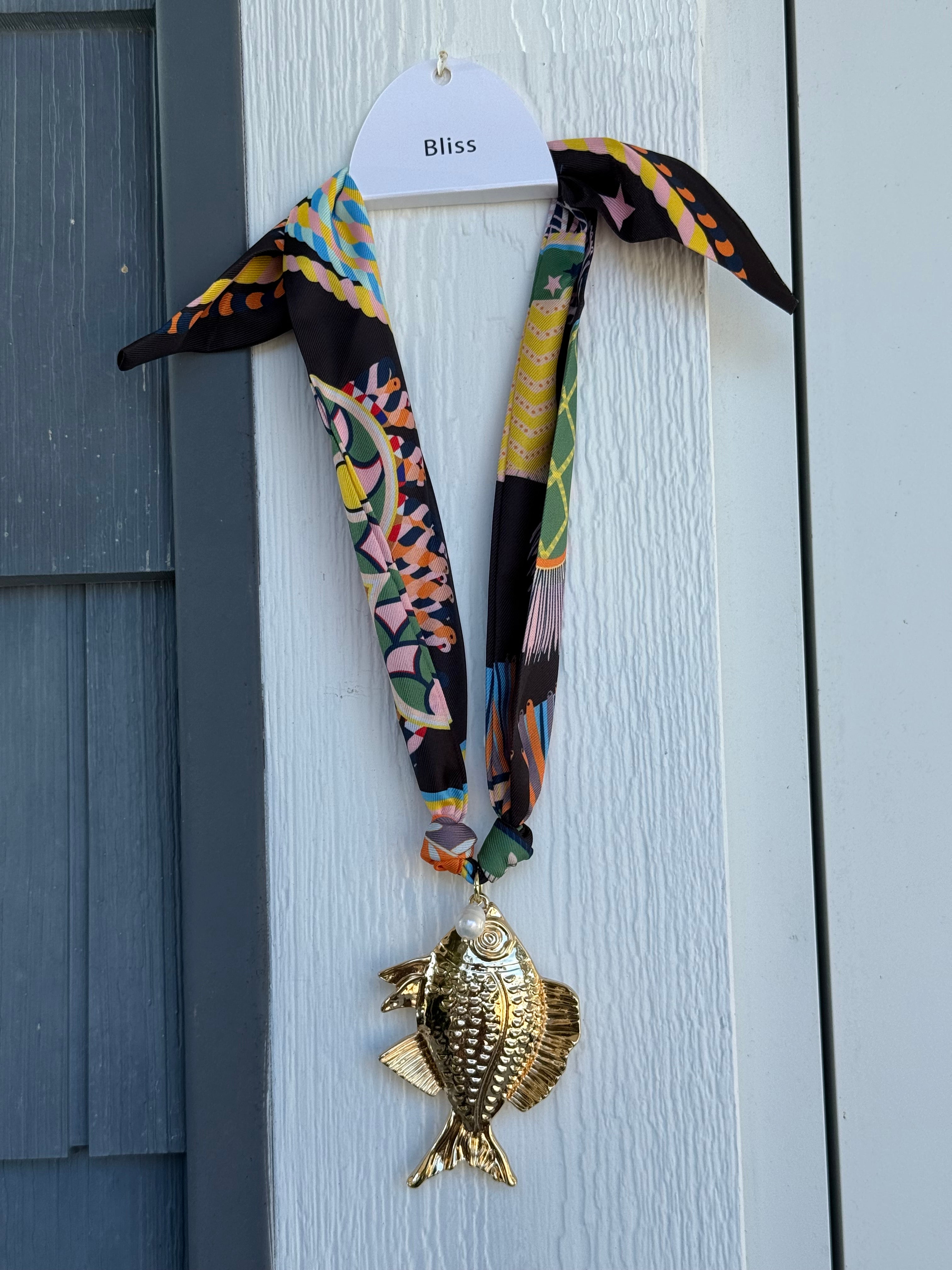 Fish Charm Scarf Necklace