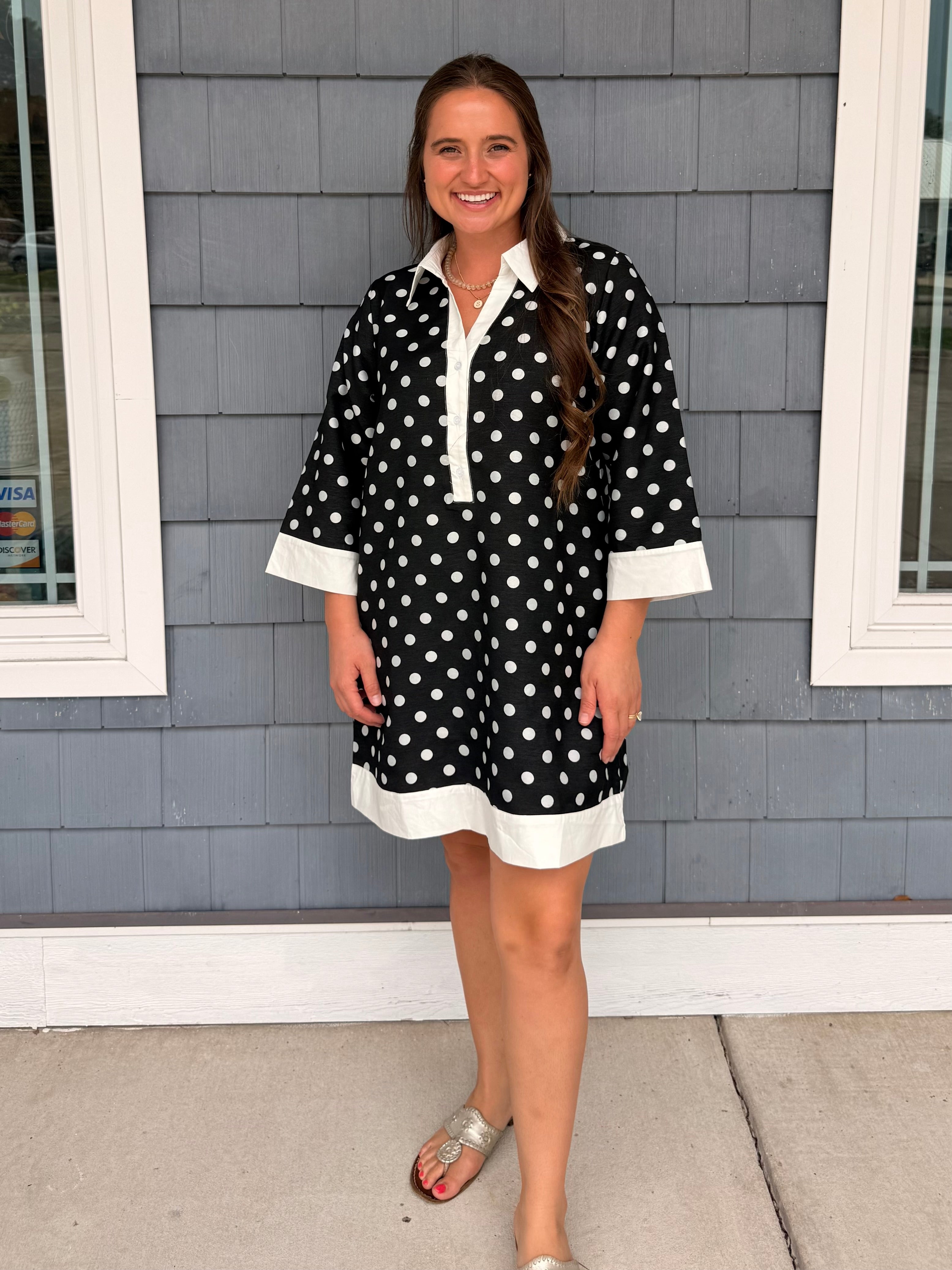 Black & White Polka Dot Shift Dress