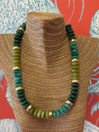 Olive & Gold Beaded Necklace
