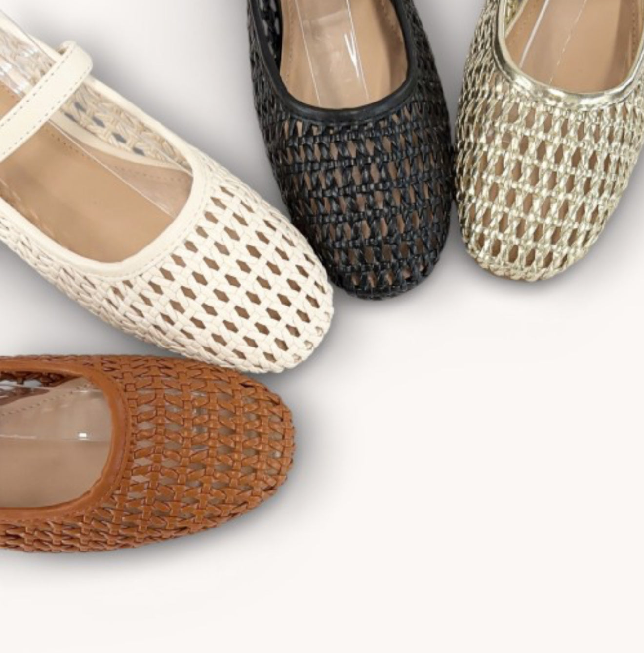 Tan Woven Ballet Flats